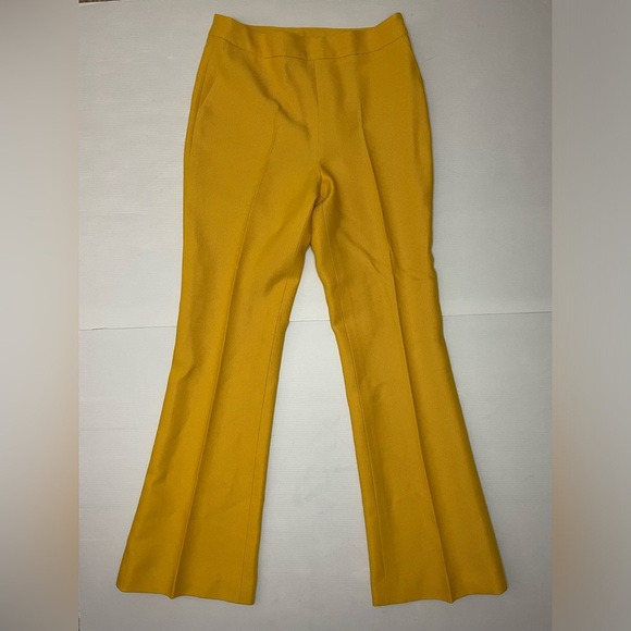 Oscar de la Renta Pants - Oscar De La Renta Wool Silk Marigold Yellow Flare Dress Pants Size 6